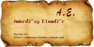 Ambrózy Elemér névjegykártya